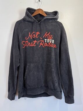 Stevenson Ranch Not My First Rodeo Tour Hoodie Mens L Black Relaxed Western 2022